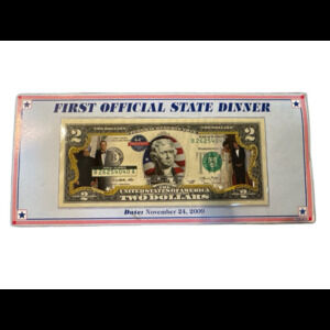 BARACK OBAMA Official “STATE DINNER” Genuine Legal Tender Colorized US $2 Bill